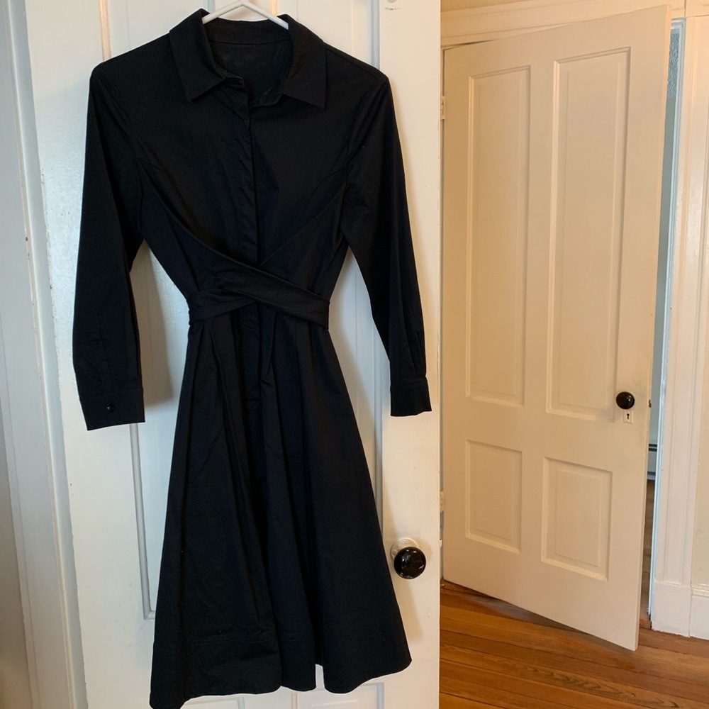 Hobbes Navy Button Down Fit and Flare Dress